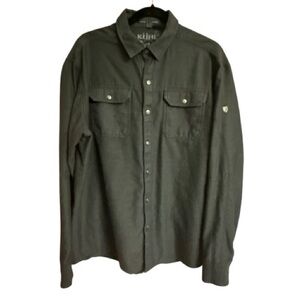 KÜHL Shiftr Cotton/Linen LS Button Down Shirt Dark Gray Men’s Outdoor Hiking XL